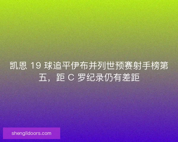 凯恩 19 球追平伊布并列世预赛射手榜第五，距 C 罗纪录仍有差距