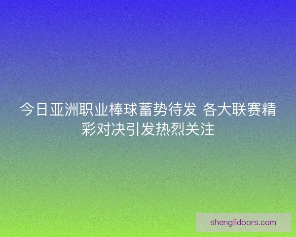 今日亚洲职业棒球蓄势待发 各大联赛精彩对决引发热烈关注